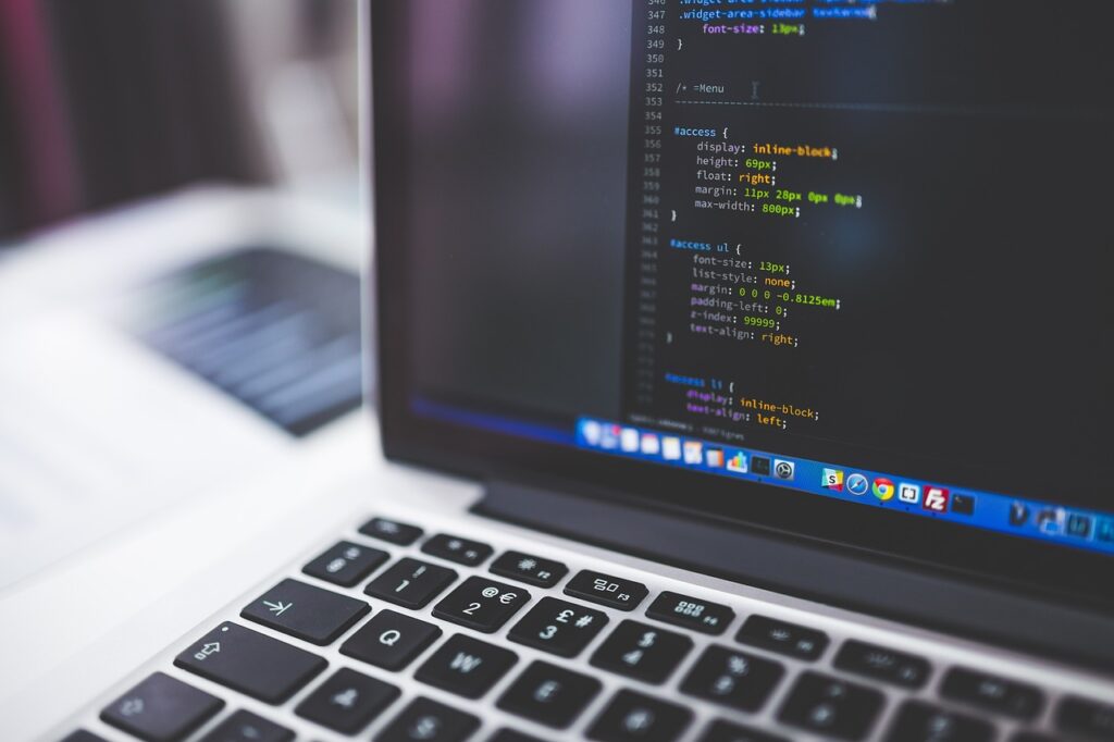 coding on laptop screen