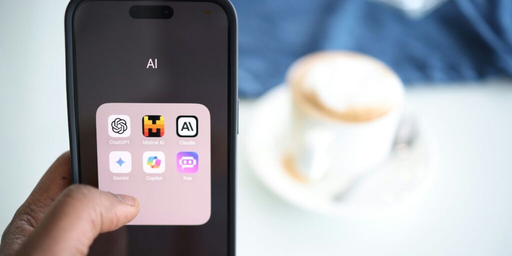 phone displaying AI apps