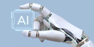 robot hand holding AI sign indicating AI GEO search