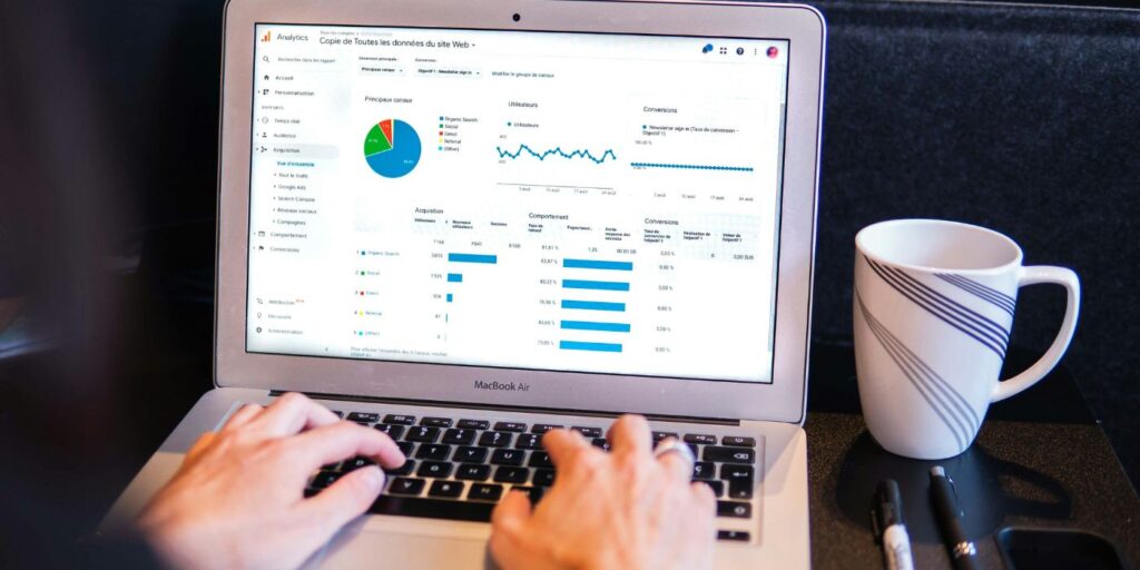 laptop showing analytics breakdown