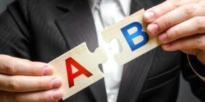 man holding sign to connote ab testing