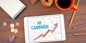 ppc ad campaign image with graph on desk